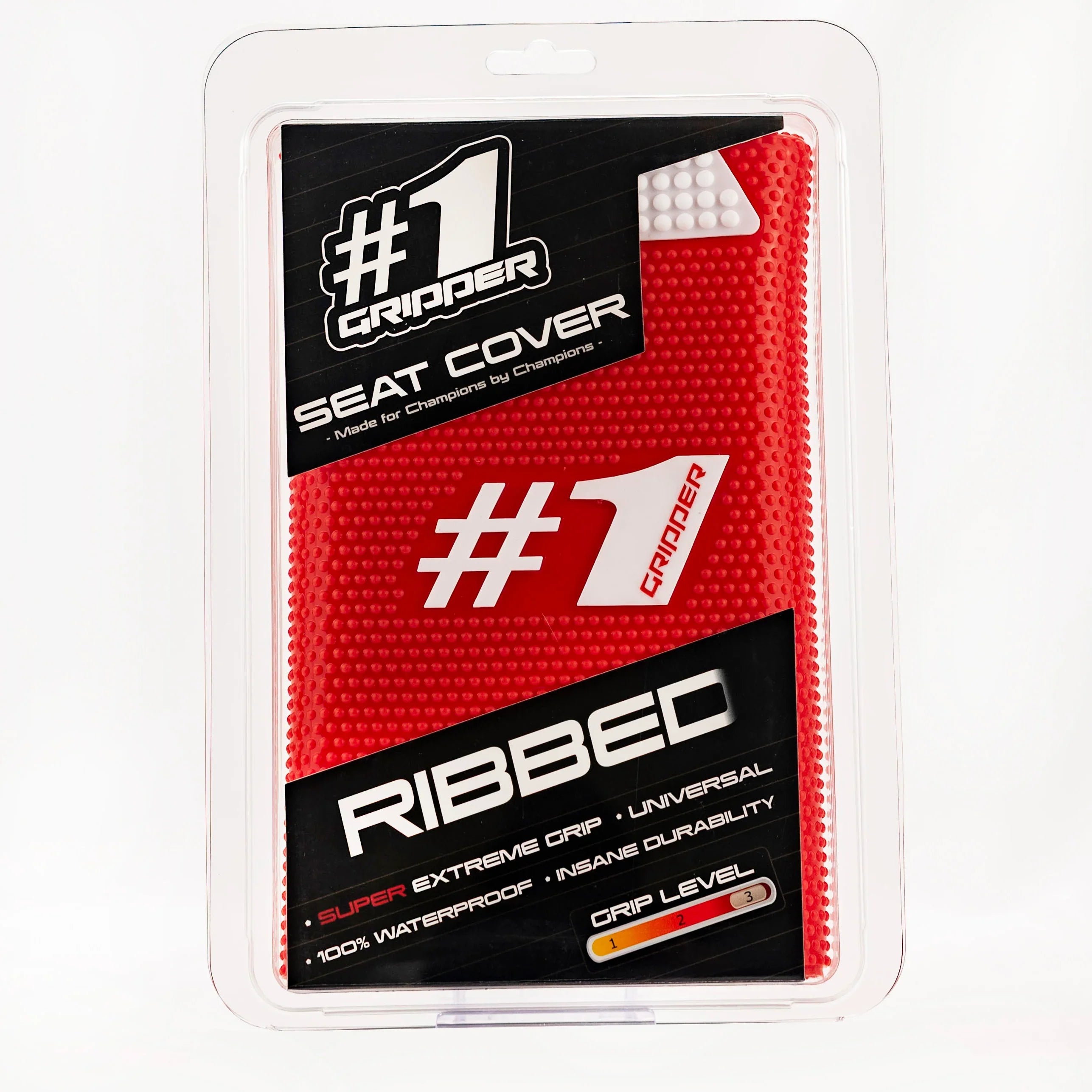 RIBBED Seat Cover - Red/White