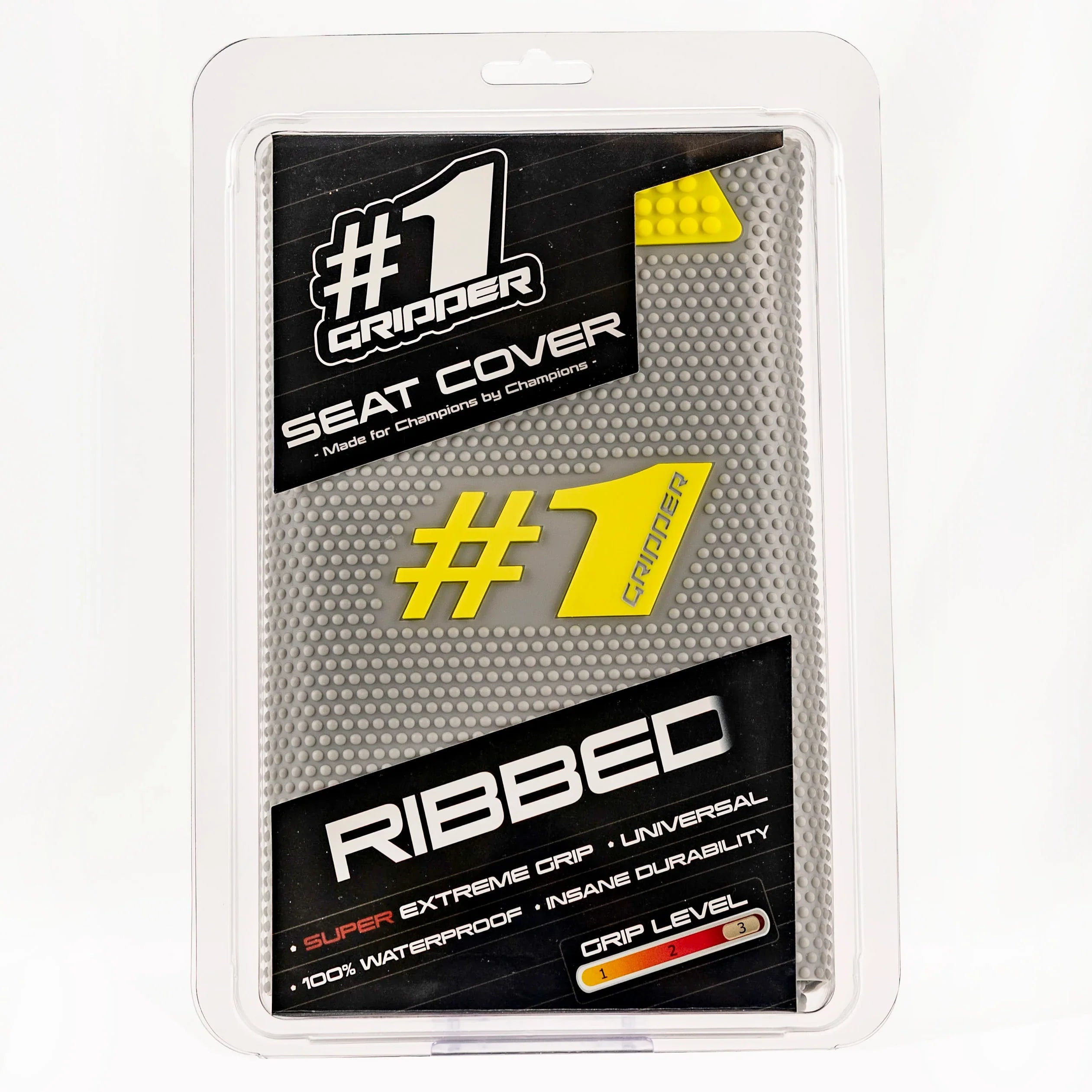 1Gripper RIBBED Seat Cover - Light Grey/Yellow